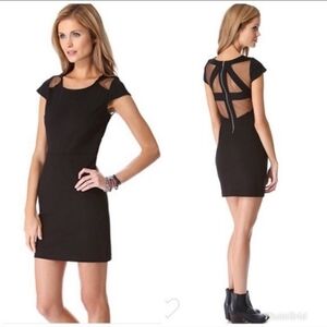BB Dakota Geometric Mesh On Back Bodycon Black Women's Mini Dress Size S